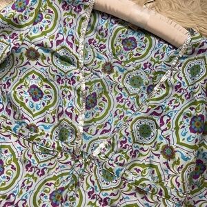 Victoria secret silk long sleeve V-neck tunic top women’s xs cover up blue print